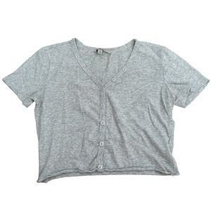 V-Neck Button Up Crop Top